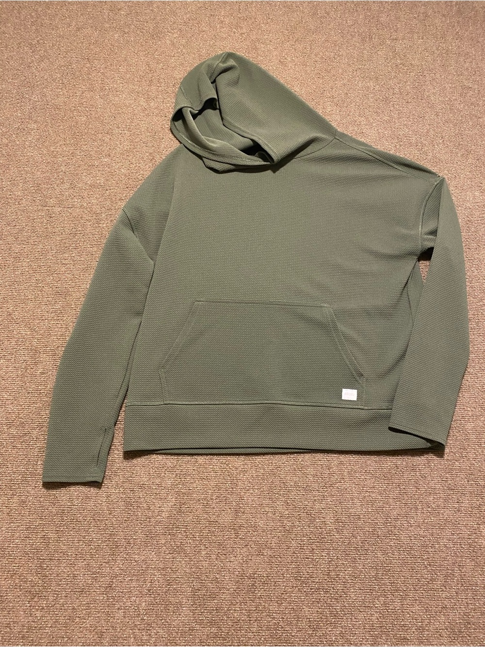 Soybu Olive Green Textured Hooded Sweatshirt with Thumbholes